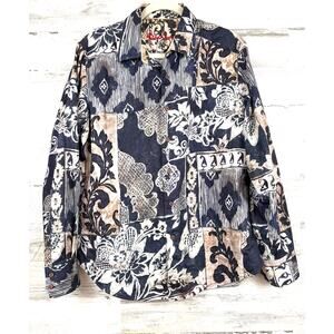 Robert Graham Mens L Blue Multi Gallow Patchwork Sport Shirt Luxury Cotton